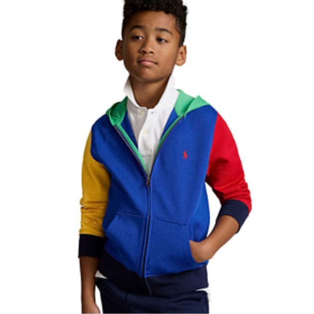 Polo Ralph Lauren Boys Color Blocked Full Zip Hoodie Jacket Size Large 14-16 - Picture 2 of 10